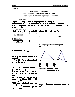 Bài giảng môn Hình học lớp 7 - Tuần 9 - Tiết 17 - Bài 1: Tổng ba góc của một tam giác
