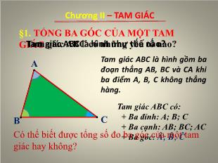 Bài giảng môn Toán học lớp 7 - Bài 1: Tổng ba góc của một tam giác