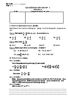 Bài giảng môn Toán lớp 7 - Bài kiểm tra viết chương I