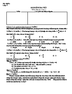 Bài giảng môn Toán lớp 7 - Bài kiểm tra viết (tiếp)