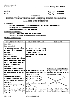 Bài giảng môn Toán lớp 7 - Tiết 1 - Tuần 1- Bài 1 : Hai góc đối đỉnh