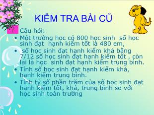 Bài giảng môn Toán lớp 7 - Tiết 103 - Bài 17: Biểu đồ phần trăm (Tiếp)