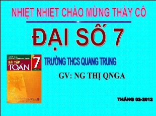 Bài giảng môn Toán lớp 7 - Tiết 54 - bài 4: Đơn thức đồng dạng (tiết 10)