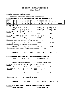 Đề cương ôn tập học kì II môn: toán 7