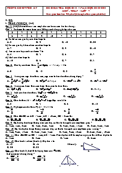 Đề kiểm tra học kì II – năm học 2010-2011 môn : toán - lớp 7 thời gian làm bài :90 phút (không kể thời gian phát đề )