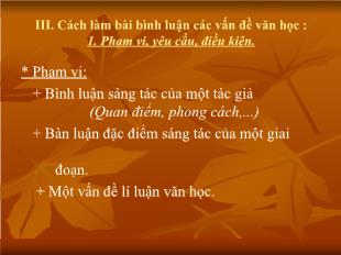 Bài giảng Cách làm bài bình luận các vấn đề văn học