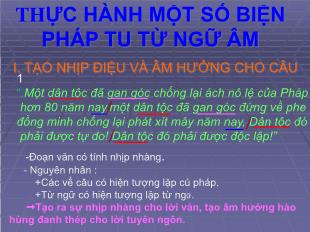 Bài giảng môn học Ngữ văn lớp 12 - Thực hành một số biện pháp tu từ ngữ âm (Tiếp)