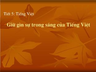 Bài giảng môn học Ngữ văn lớp 12 - Tiết 5: Giữ gìn sự trong sáng của Tiếng Việt