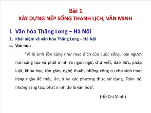 Bài giảng môn Ngữ văn lớp 12 - Bài 1: Xây dựng nếp sống thanh lịch, văn minh