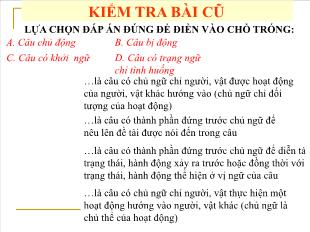 Bài giảng môn học Ngữ văn lớp 11 - Thực hành về sử dụng một số kiểu câu trong văn bản