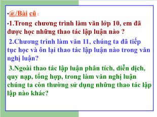 Bài giảng môn học Ngữ văn lớp 11 - Tiết 32: Thao tác lập luận so sánh