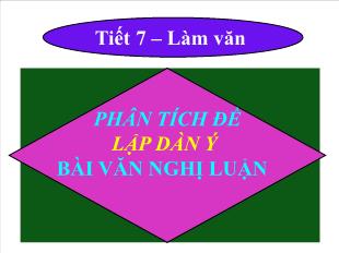 Bài giảng môn học Ngữ văn lớp 11 - Tiết 7: Làm văn: Phân tích đề lập dàn ý bài văn nghị luận