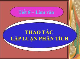 Bài giảng môn học Ngữ văn lớp 11 - Tiết 8: Làm văn: Thao tác lập luận phân tích(Tiếp)