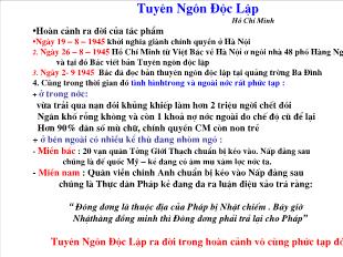 Bài giảng môn học Ngữ văn lớp 11 - Tuyên ngôn độc lập  - Hồ Chí Minh