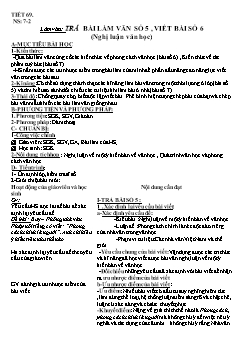 Bài giảng môn học Ngữ văn lớp 12 - Tiết 69: Làm văn: Trả bài làm văn số 5 , viết bài số 6 (nghị Luận văn học)