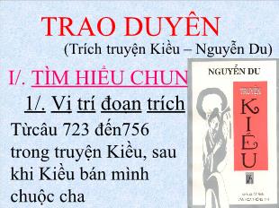 Bài giảng môn Ngữ văn 10: Trao duyên (Trích truyện Kiều – Nguyễn Du) (2)