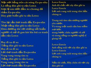 Bài giảng môn Ngữ văn 12 tiết 29, 30: Đàn ghi ta của Lor- Ca (Thanh Thảo)