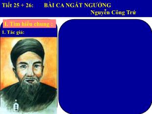 Bài giảng môn Ngữ văn khối 11 - Tiết 25 + 26: Bài ca ngất ngưởng - Nguyễn Công Trứ