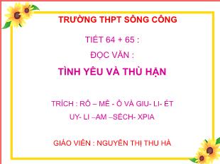 Bài giảng môn Ngữ văn khối 11 - Tiết 64 + 65: Đọc văn: Tình yêu và thù hận