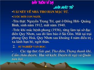 Bài giảng môn Ngữ văn lớp 11 - Đây thôn Vĩ Dạ - Hàn Mặc Tử (tiết 11)