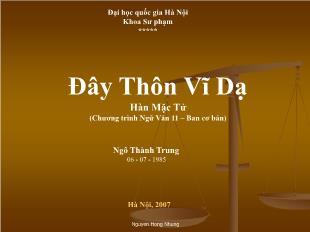 Bài giảng môn Ngữ văn lớp 11 - Đây thôn Vĩ Dạ - Hàn Mặc Tử (tiết 9)