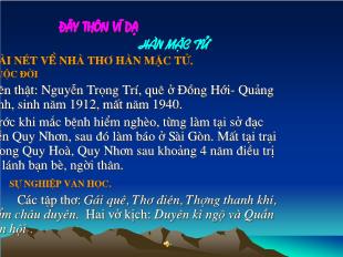 Bài giảng môn Ngữ văn lớp 11 - Đây thôn Vĩ Dạ - Hàn Mặc Tử (Tiết 2)