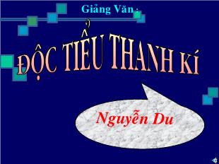 Bài giảng môn Ngữ văn lớp 11 - Độc tiểu thanh kí - Nguyễn Du