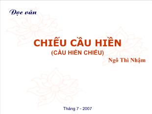 Bài giảng môn Ngữ văn lớp 11 - Đọc văn: Chiếu cầu hiền (cầu hiền chiếu) Ngô Thì Nhậm