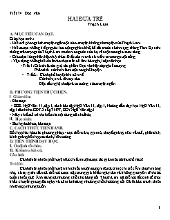 Bài giảng môn Ngữ văn lớp 11 - Tiết 34: Đọc văn: Hai đứa trẻ - Thạch Lam (Tiếp)