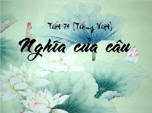 Bài giảng môn Ngữ văn lớp 11 - Tiết 74: Nghĩa của câu (Tiếp)