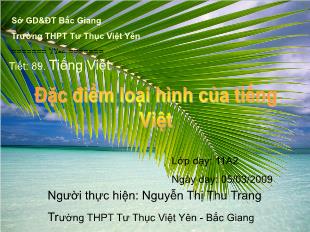 Bài giảng môn Ngữ văn lớp 11 - Tiết: 89: Tiếng Việt: Đặc điểm loại hình của tiếng Việt