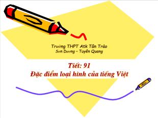 Bài giảng môn Ngữ văn lớp 11 - Tiết 91: Đặc điểm loại hình của tiếng Việt