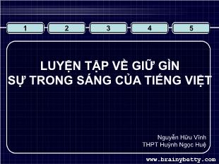 Bài giảng môn Ngữ văn lớp 12 - Luyện tập về giữ gìn sự trong sáng của Tiếng Việt