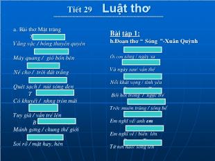 Bài giảng môn Ngữ văn lớp 12 - Tiết 29: Luật thơ