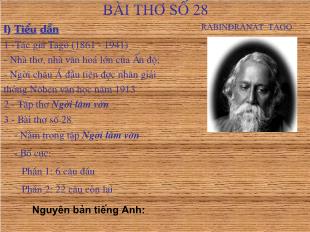 Bài giảng Ngữ văn 11: Bài thơ số 28 - Rabinđranat Tago