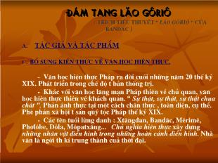 Bài giảng Ngữ văn 11: Đám tang lão Gôriô ( trích tiểu thuyết “Lão Gôriô “ của Bandăc )