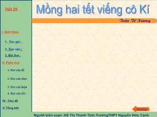 Bài giảng Ngữ văn 11 tiết 29: Mồng hai tết viếng cô Kí - Trần Tế Xương