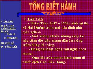 Bài giảng Ngữ văn lớp 11: Tống biệt hành - Thâm Tâm