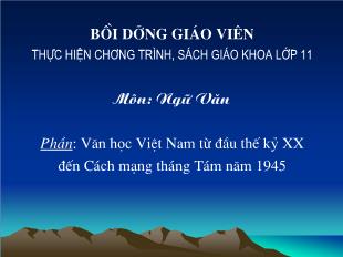 Bồi dưỡng giáo viên thực hiện chương trình, sách giáo khoa lớp 11 môn: Ngữ văn - Phần: Văn học Việt Nam từ đầu thế kỷ XX đến cách mạng tháng tám năm 1945