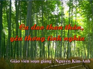 Bài giảng môn học Ngữ văn lớp 10 - Ca dao than thân, yêu thương tình nghĩa - Nguyễn Kim Anh