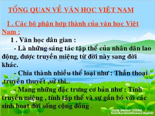 Bài giảng môn học Ngữ văn lớp 10 - Tổng quan về văn học Việt Nam