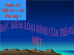 Bài giảng môn Ngữ văn lớp 11 - Tiết 91, 92: Đặc điểm loại hình của Tiếng Việt
