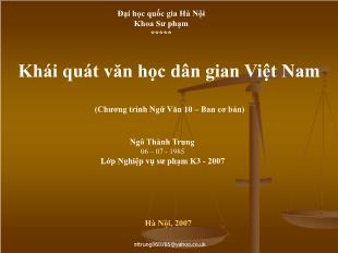 Bài giảng Ngữ văn 10 CB: Khái quát văn học dân gian Việt Nam