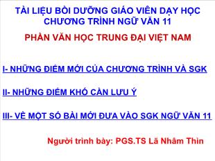 Tài liệu bồi dưỡng giáo viên dạy học chương trình Ngữ văn 11 phần văn học trung đại Việt Nam