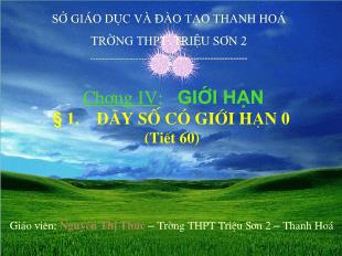 Bài giảng Đại số 11 Chương IV: Giới hạn - Bài 1: Dãy số có giới hạn 0 (tiết 60)