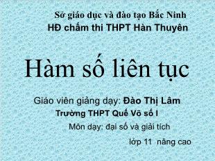 Bài giảng Đại số 11 NC: Hàm số liên tục