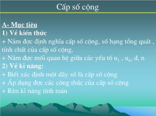 Bài giảng Đại số giải tích 11: Cấp số cộng