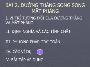 Bài giảng Hình học lớp 12 - Bài 2: Đường thẳng song song mặt phẳng