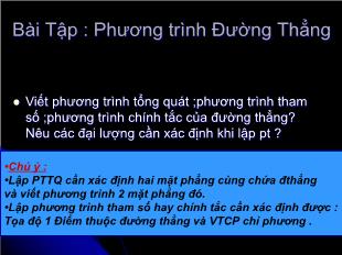 Bài giảng Hình học lớp 12 - Bài tập: Phương trình đường thẳng