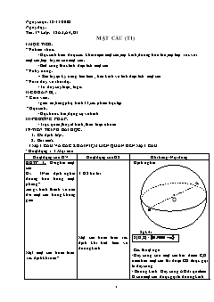 Bài giảng Hình học lớp 12 - Tiết 17: Mặt cầu